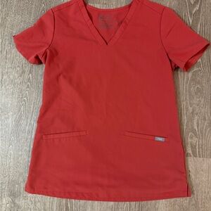 Figs Catarina One-Pocket Scrub Top Women XS Clay Orange